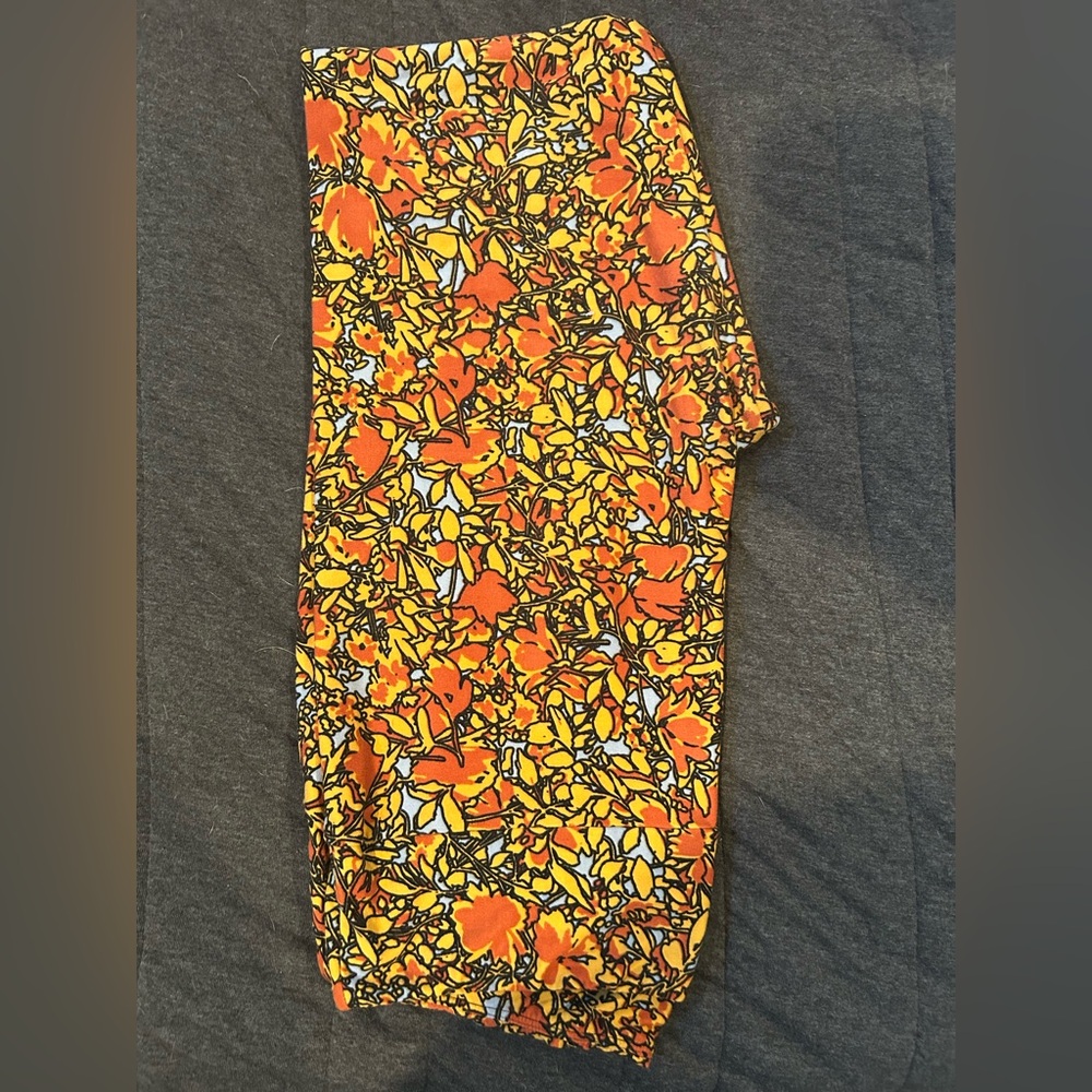 LuLaRoe Floral Leggings - Orange and Yellow